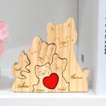 Henkilökohtainen puinen kissa perhe punainen sydän palapeli 2-5 nimet työpöydän sisustus syntymäpäivä vuosipäivä lahja perheelle