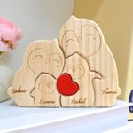 Personalisiertes Pinguin-Familie Holzpuzzle mit Rotem Herz 2-5 Namen Eingraviert Haus Deko Muttertag Geburtstag Jahrestag Geschenk für Familie