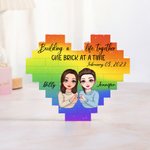 Personalized Building A Life Together Cartoon Character Heart Building Brick Puzzles with Name Date Pride Month Valentine's Day Gift for LGBT Couple