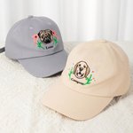 Henkilökohtainen kirjailtu Syntymä Kukka Koira Kissa Lemmikki Lemmikki muotokuva valokuva 100% puuvillaa Baseball Cap nimi Pet Keepsake syntymäpäivälahja lemmikkieläinten omistajille ystäville