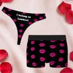 Gepersonaliseerd hart Lip ademend paar String Brief Boxer ondergoed set met teksten huwelijksreis reizen Valentijnsdag cadeau voor mannen vrouwen