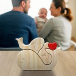 Rompecabezas de madera personalizado con familia de ballenas con corazón y nombres decoración de escritorio regalo del Día de la Madre para familia