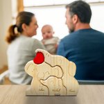 Personalizowane drewniane puzzle z czerwonym sercem i 2-5 imionami na biurko Dzień Matki Urodziny Rocznica Prezent dla rodziny
