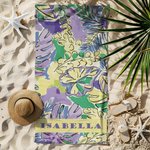 Personalisiertes Tropisches Blumen-Design Strandtuch mit Namen Schnelltrocknend Sommer Urlaub Poolparty Geschenk für Damen Familie