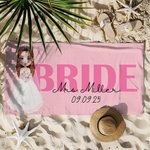 Personlig tegneseriebrudekarakter Rasktørr overdimensjonert badehåndkle med familienavn og dato Bryllup Bridal Shower Gave til bruder Nygifte