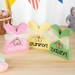 Henkilökohtainen monivärinen söpö Fairy lanka keula puinen pupu koriste nimellä taulukko sisustus kevät symboli pääsiäinen puolue lahja lapsille