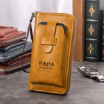 Personalisierte Tragbare PU-Leder Geldbörse mit Textgravur Reißverschluss Handschlaufe Vatertag Geburstag Jahrestag Geschenk für Herren