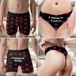Gepersonaliseerd hart Lip ademend paar String Brief Boxer ondergoed set met teksten huwelijksreis reizen Valentijnsdag cadeau voor mannen vrouwen