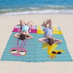 Personalized Cute Sea Creatures Sunglasses Stripe Quick Dry Oversized Beach Towel with Name Travel Essential Vacation Birthday Gift for Girls Boys