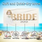 Personlig tegneseriebrudekarakter Rasktørr overdimensjonert badehåndkle med familienavn og dato Bryllup Bridal Shower Gave til bruder Nygifte