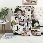 Personnalisé 14 Photos de Famille Collage Couverture Douce Décoration Maison Anniversaire Fête des Mères Cadeau pour la Famille