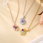 Personalised Double Heart Birthstones Baby Feet Necklace Dainty Jewellery Baby Shower Mother's Day Birthday Gift for Newborn New Mom