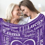 Personalised Grandkids Name Blanket with 1-16 Super Soft Flannel Family Gift for Grand Grandparent