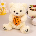 Ourson Mignon en Peluche Personnalisé avec Ballon de Sport et Texte Cadeau Saint-Valentin Anniversaire pour Amateurs de Sport
