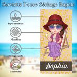 Serviette de Plage Personnalisée avec Personnage de Dessin Animé et Nom Motif Léopard et Zèbre Cadeau Vacances d’Été pour Famille et Amis