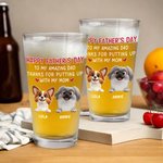 Personalisierte 1-4 Cute 3D Cartoon Hunde 16 oz klar Bierglas mit Namen Vatertag Geburtstag Jahrestag Geschenk für Hund Vater Bierliebhaber