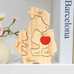 Personalized Wooden Bear Family Red Heart Puzzle with 2-5 Names Desk Decor Birthday Anniversary Gift for Family