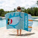 Personalized Cute Sea Creatures Sunglasses Stripe Quick Dry Oversized Beach Towel with Name Travel Essential Vacation Birthday Gift for Girls Boys