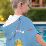 Toalla de playa con capucha personalizada de animales y nombre suave y secado rápido esencial para la playa regalo de cumpleaños para niños
