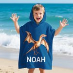 Personalized Dinosaur Fantasy Unicorn Oversized Microfiber Multicolour Hooded Beach Towel with Name Travel Essential Vacation Birthday Gift for Kids