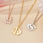 Personalizada Doble Inicial Arte superposición Collar Colgante Joyería Dainty Boda Fiesta Cumpleaños Aniversario Regalo para Mujeres Niñas