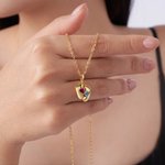 Personalised Double Heart Birthstones Baby Feet Necklace Dainty Jewellery Baby Shower Mother's Day Birthday Gift for Newborn New Mom