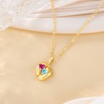Personalised Double Heart Birthstones Baby Feet Necklace Dainty Jewellery Baby Shower Mother's Day Birthday Gift for Newborn New Mom