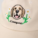 Henkilökohtainen kirjailtu Syntymä Kukka Koira Kissa Lemmikki Lemmikki muotokuva valokuva 100% puuvillaa Baseball Cap nimi Pet Keepsake syntymäpäivälahja lemmikkieläinten omistajille ystäville