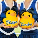 Personalized Cute Plush Stuffed Duck Toy with Glitter Name and Rhinestones Bow Team Celebration Birthday Gift for Cheerleader