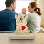 Rompecabezas de madera personalizado con familia de conejitos de 2-5 nombres y texto decoración del hogar regalo de aniversario para la familia
