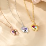 Personalised Double Heart Birthstones Baby Feet Necklace Dainty Jewellery Baby Shower Mother's Day Birthday Gift for Newborn New Mom