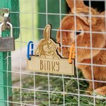 Personalized Cute Bunny Wooden Rabbit Cage Tag with Hanging Loops and Engraved Name Cage Decor Accessories Birthday Gift for Pet Rabbit Owners