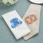 Henkilökohtainen kirjailtu Floral Initial Linen lautasliina pöytäliina pöydän sisustus häät syntymäpäivälahja perheelle ystävät
