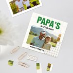 Personligt familjefoto design byggklossar pussel med titel och texter heminredning fars dag present till pappa farfar