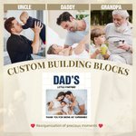 Personligt familjefoto design byggklossar pussel med titel och texter heminredning fars dag present till pappa farfar