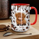 Personalised Cute Highland Cow Ceramic Coffee Mug with Name and Coaster Birthday Gift for Highland Cow Lover