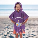 Asciugamano da spiaggia con cappuccio personalizzato con nome e animali tema subacqueo morbido asciugatura rapida regalo di compleanno per bambini