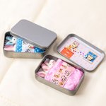 Caja mini de hojalata personalizada con nombre colorido y conejo de peluche mamá y bebé regalo de cumpleaños y Pascua para niños