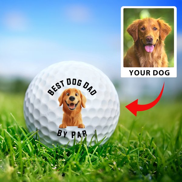 Spersonalizowana miękka gumowa piłka golfowa 3D Cartoon Dog z tytułem Prezent urodzinowy na Dzień Ojca dla taty, dziadka i gracza w golfa