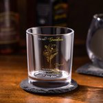 Fiore di nascita personalizzato da 10 once in vetro da whisky con nome e sottobicchiere in ardesia Regalo di compleanno per la festa del papà neonato per i bambini neopapà