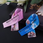 Personalized Folded Photo Funeral Ribbon with Name Date and Text Memorial Sympathy Gift for Loss of Loved One