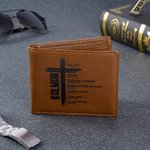 Personalizada You Are Chosen Cross Billetera Plegable de Cuero PU para Hombre con Nombre Día del Padre Bautizo Cumpleaños Regalo para Cristianos Hombres
