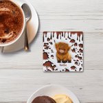 Personalised Cute Highland Cow Ceramic Coffee Mug with Name and Coaster Birthday Gift for Highland Cow Lover