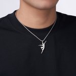 Collana personalizzata elegante di silhouette di ballerino con nome inciso Regalo di compleanno di performance di gioielli raffinati per insegnanti di ballerini di danza classica maschi