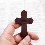 Personalisierte eingraviert Name Kreuz PU Leder magnetische Lesezeichen Clip Lesen Zubehör religiöse Taufe Geschenk für Buchliebhaber Christian