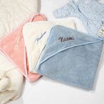 Personlig brodert navn Coral Fleece hettehåndkle med hette Sommerbasseng Bad Essential Baby Shower Bursdagsgave til babybarn