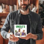Personligt familjefoto design byggklossar pussel med titel och texter heminredning fars dag present till pappa farfar