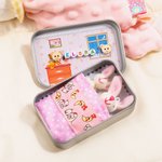 Caja mini de hojalata personalizada con nombre colorido y conejo de peluche mamá y bebé regalo de cumpleaños y Pascua para niños