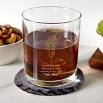 Fiore di nascita personalizzato da 10 once in vetro da whisky con nome e sottobicchiere in ardesia Regalo di compleanno per la festa del papà neonato per i bambini neopapà