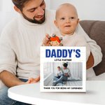 Personligt familjefoto design byggklossar pussel med titel och texter heminredning fars dag present till pappa farfar